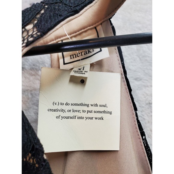 Meraki Romper Women Size XL Black Floral Lace Lined Nylon Round Neck Back Zipper - Picture 5 of 9